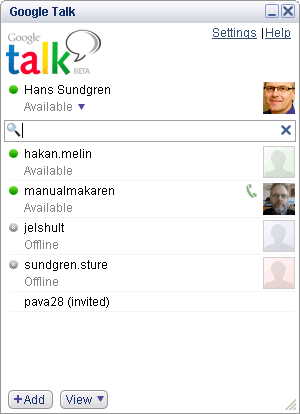 Google Talk skärmdump.