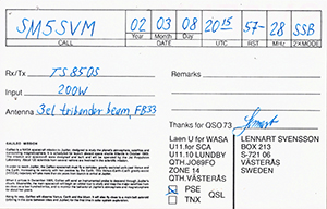 QSL card back