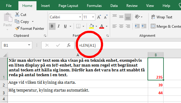 Microsoft Excel function